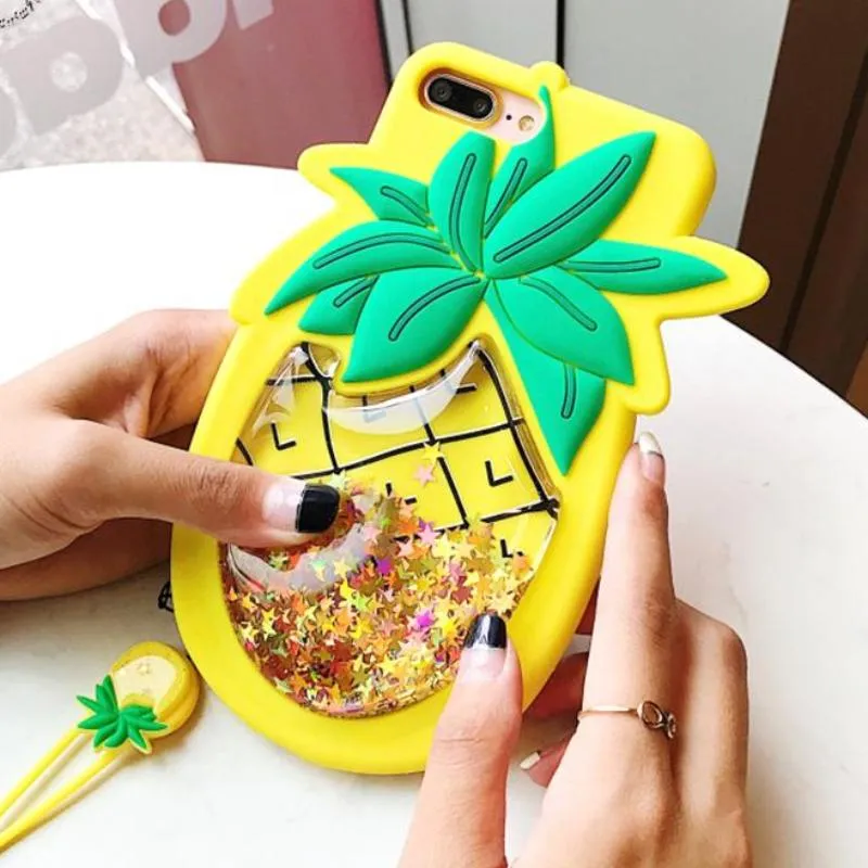 Liquid Glitter Pineapple Case