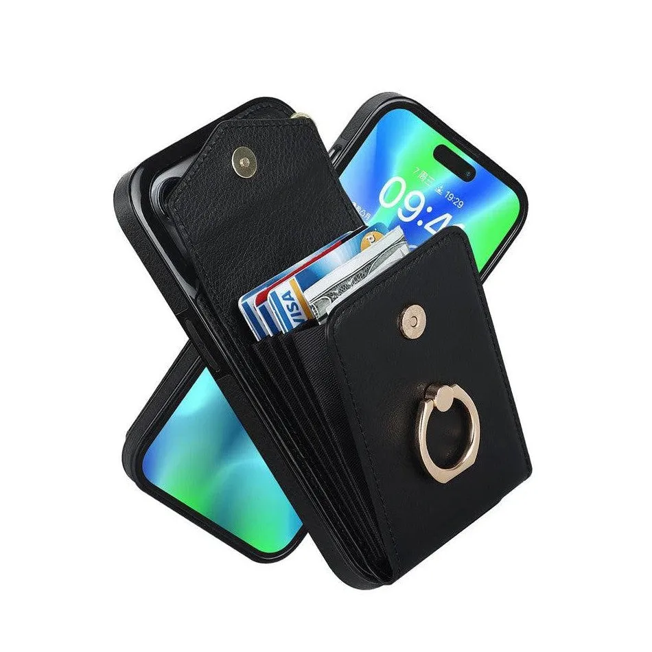 Luxury Mobile Phone Case with Credit Card Holder & Stand for iPhone XR - Black