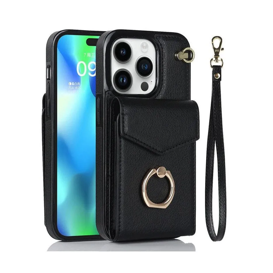 Luxury Mobile Phone Case with Credit Card Holder & Stand for iPhone XR - Black