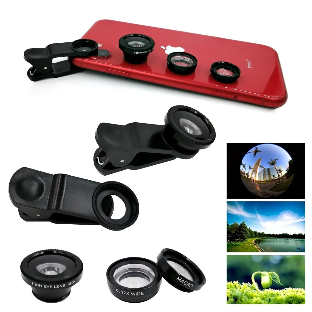 Macro Lens For Phone Lens 3 in 1 Cell Phone Magnifier Wide Angle Macro Fisheye Lens For Mobile Phones Lens For Macro Photography