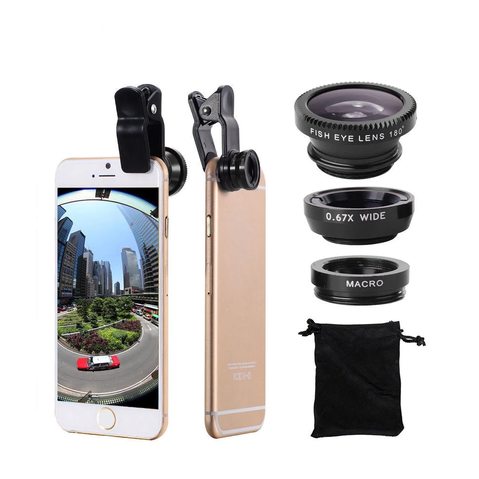 Macro Lens For Phone Lens 3 in 1 Cell Phone Magnifier Wide Angle Macro Fisheye Lens For Mobile Phones Lens For Macro Photography