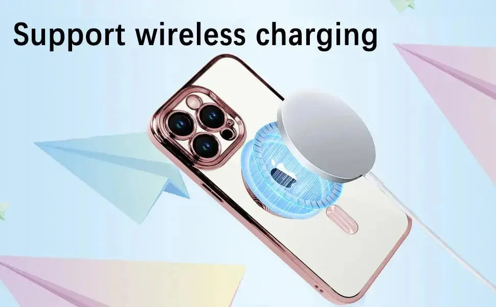 Magnetic Case For IPhone 13 14 11 12 15 Pro Max 15 Plus Clear Lens Protection For Magsafe Wireless Charging Plating Cases Cover