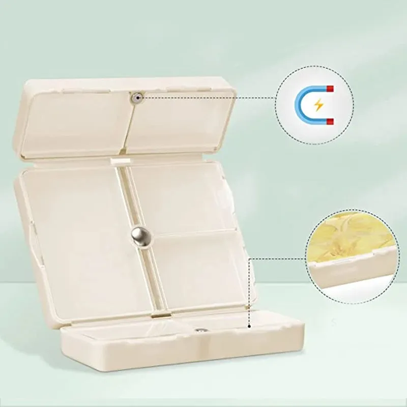 Magnetic pill box with 7 compartments - travel friendly