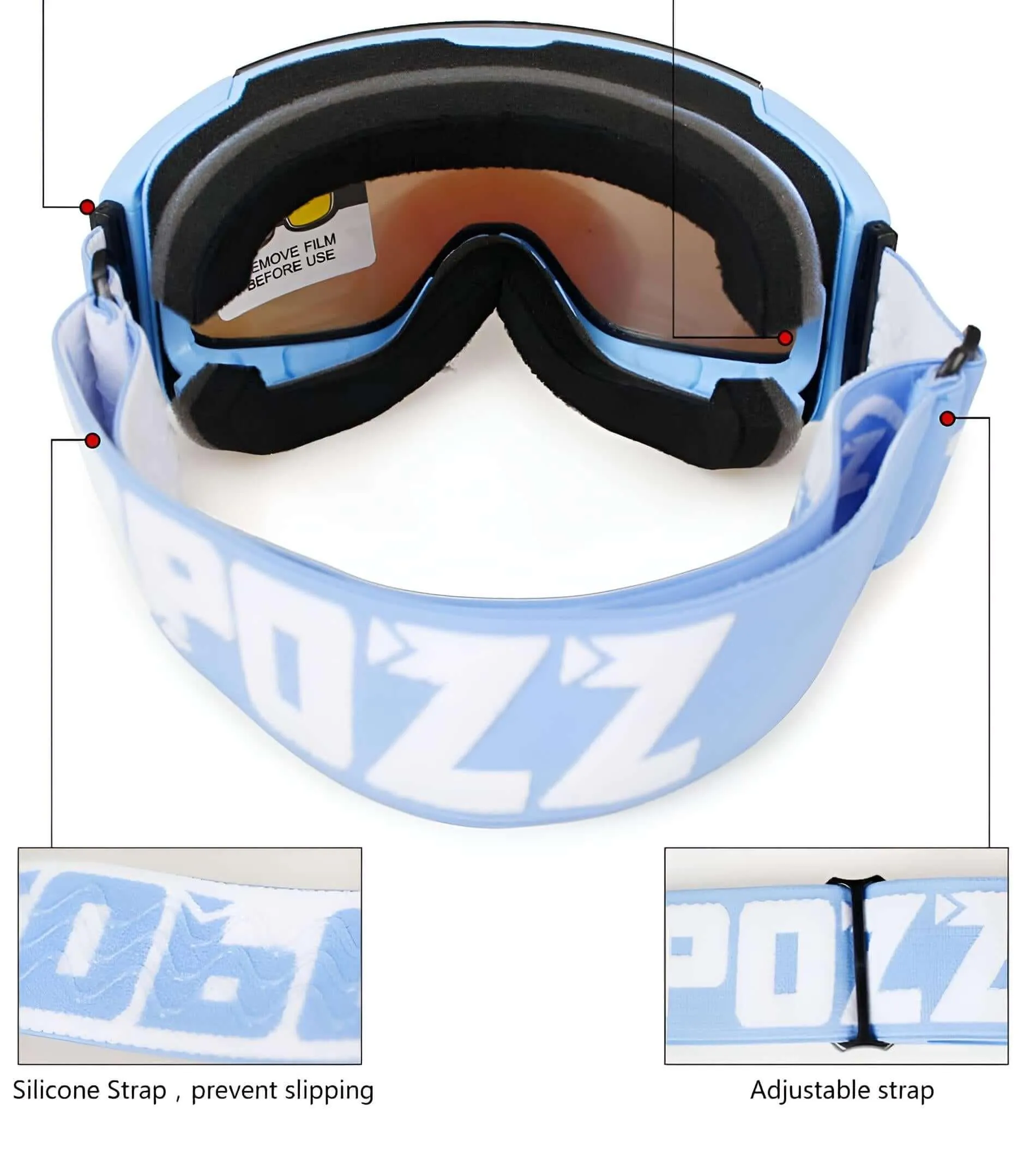 Magnetic Ski Goggles with Quick-Change Lens and Case Set