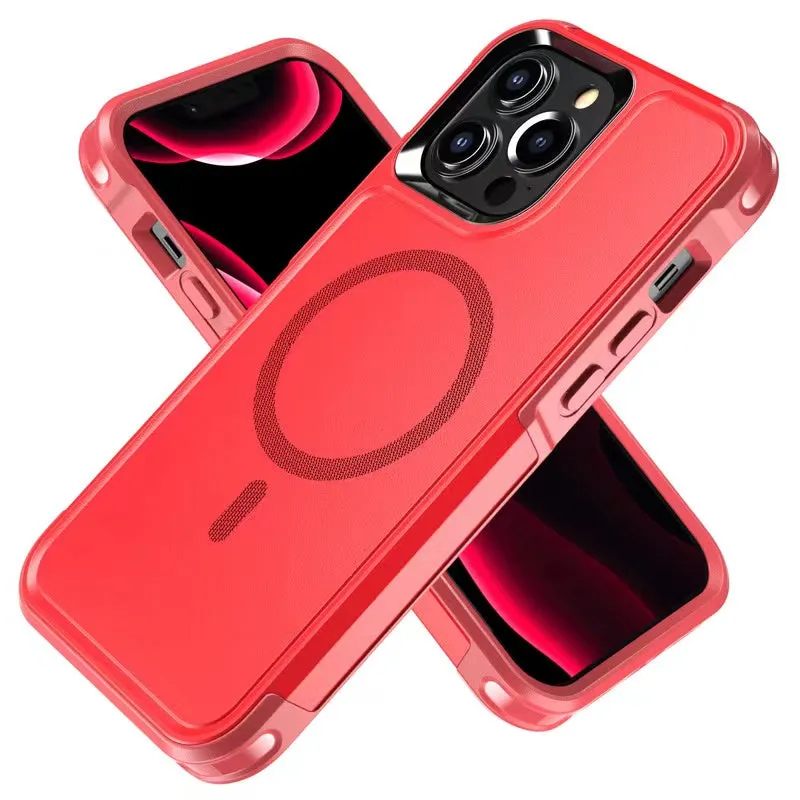 MagSafe Case For Apple iPhone 15 Shockproof Heavy Duty Rugged Magnetic Cover - Red