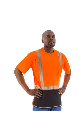 Majestic 75-5218 Hi-Vis Orange Snag Resistant Short Sleeve Reflective Chainsaw Striping ANSI 2, R