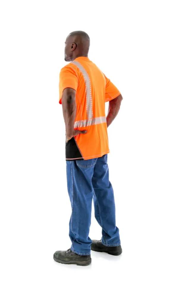 Majestic 75-5218 Hi-Vis Orange Snag Resistant Short Sleeve Reflective Chainsaw Striping ANSI 2, R