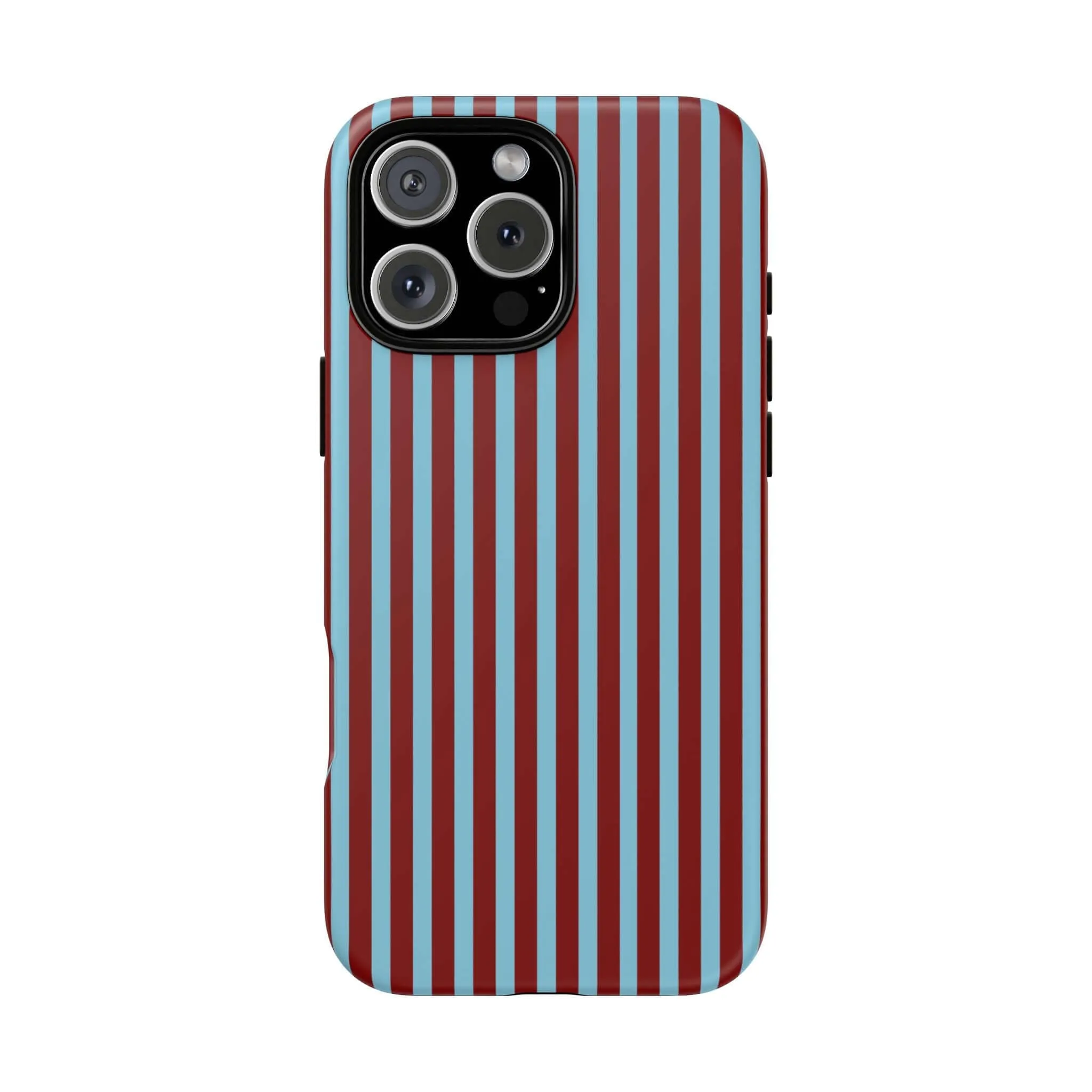 Maroon and Light blue Striped Tough Phone Case for iPhone, Samsung, and Google Phones