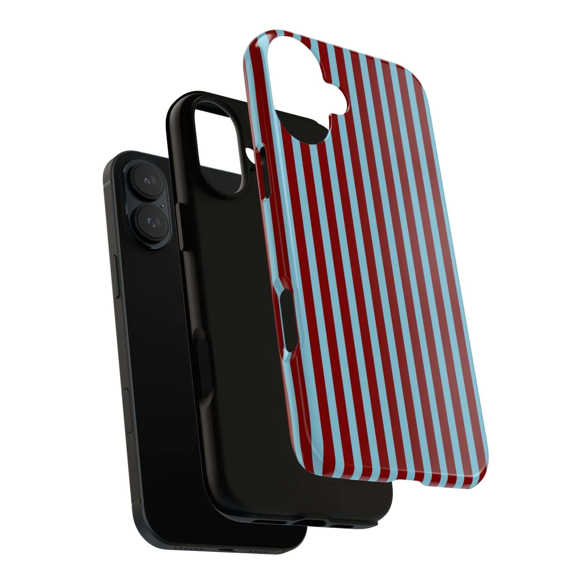 Maroon and Light blue Striped Tough Phone Case for iPhone, Samsung, and Google Phones