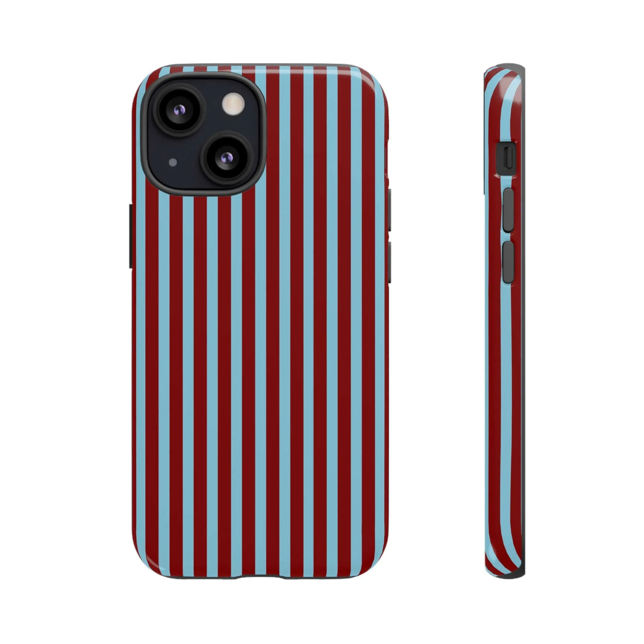 Maroon and Light blue Striped Tough Phone Case for iPhone, Samsung, and Google Phones