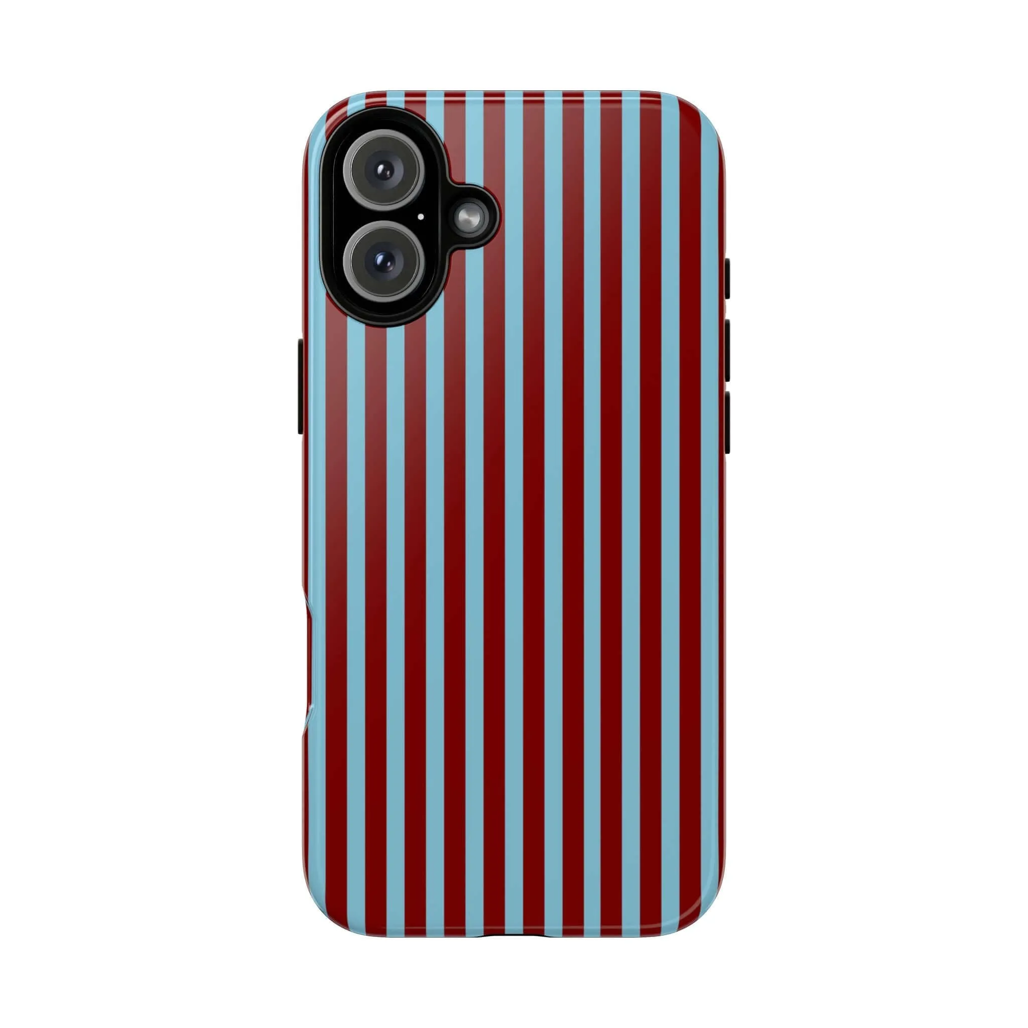 Maroon and Light blue Striped Tough Phone Case for iPhone, Samsung, and Google Phones