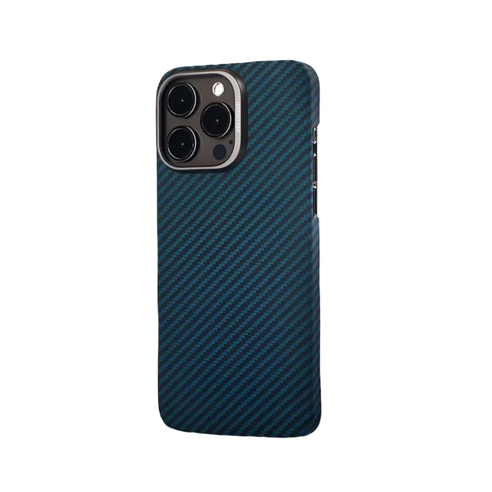 Minimalist Ballistic Fiber Case for iPhone 15 - Matte Blue