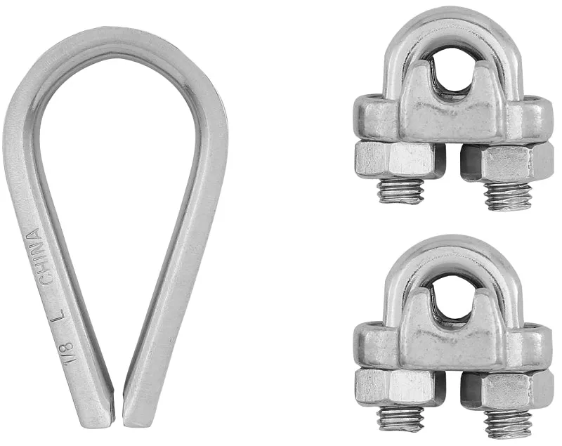 National Hardware N100-349 Cable Clamp Kit, 1/8 in Dia Cable, Stainless Steel :CD3: QUANTITY: 1