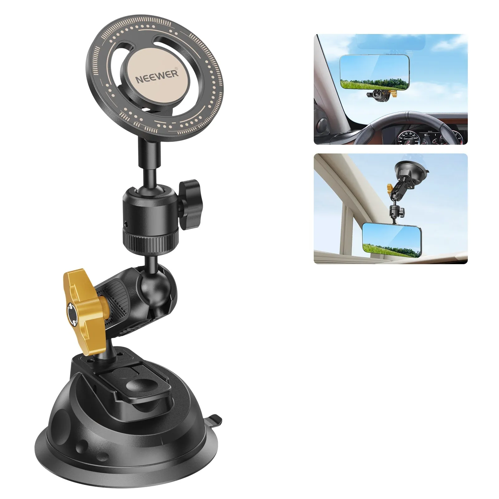 NEEWER CA030 Suction Cup Mount with Magnetic Phone Holder for Phones