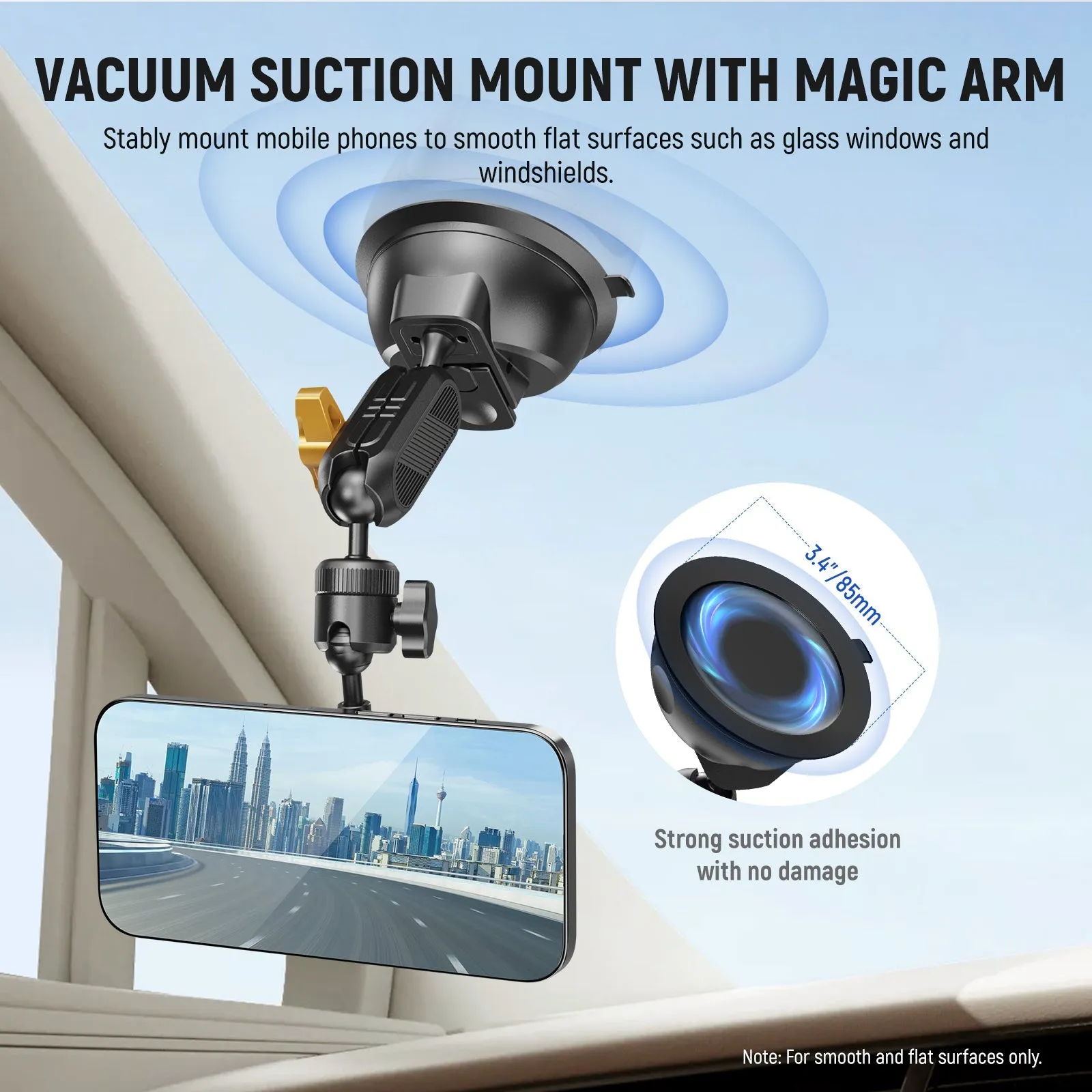 NEEWER CA030 Suction Cup Mount with Magnetic Phone Holder for Phones