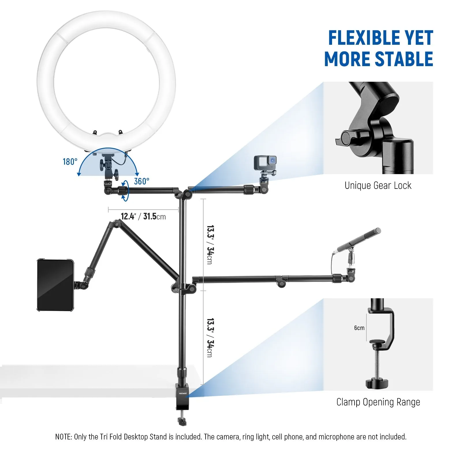 NEEWER ST3A Flexible Overhead Camera Mount Desk Stand