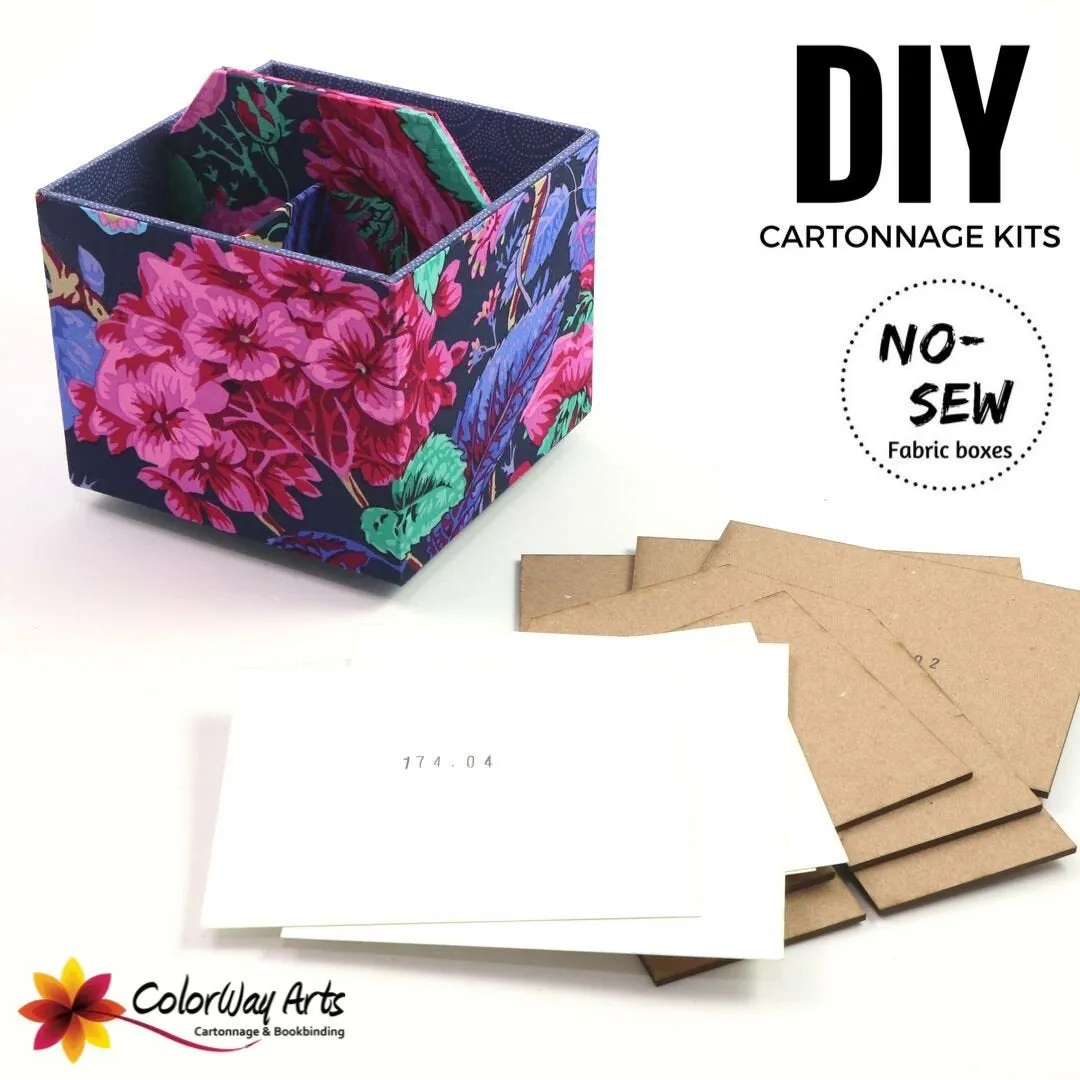 New Fabric spinning box DIY kit, cartonnage kit 174, lazy susan included, Online instructions included