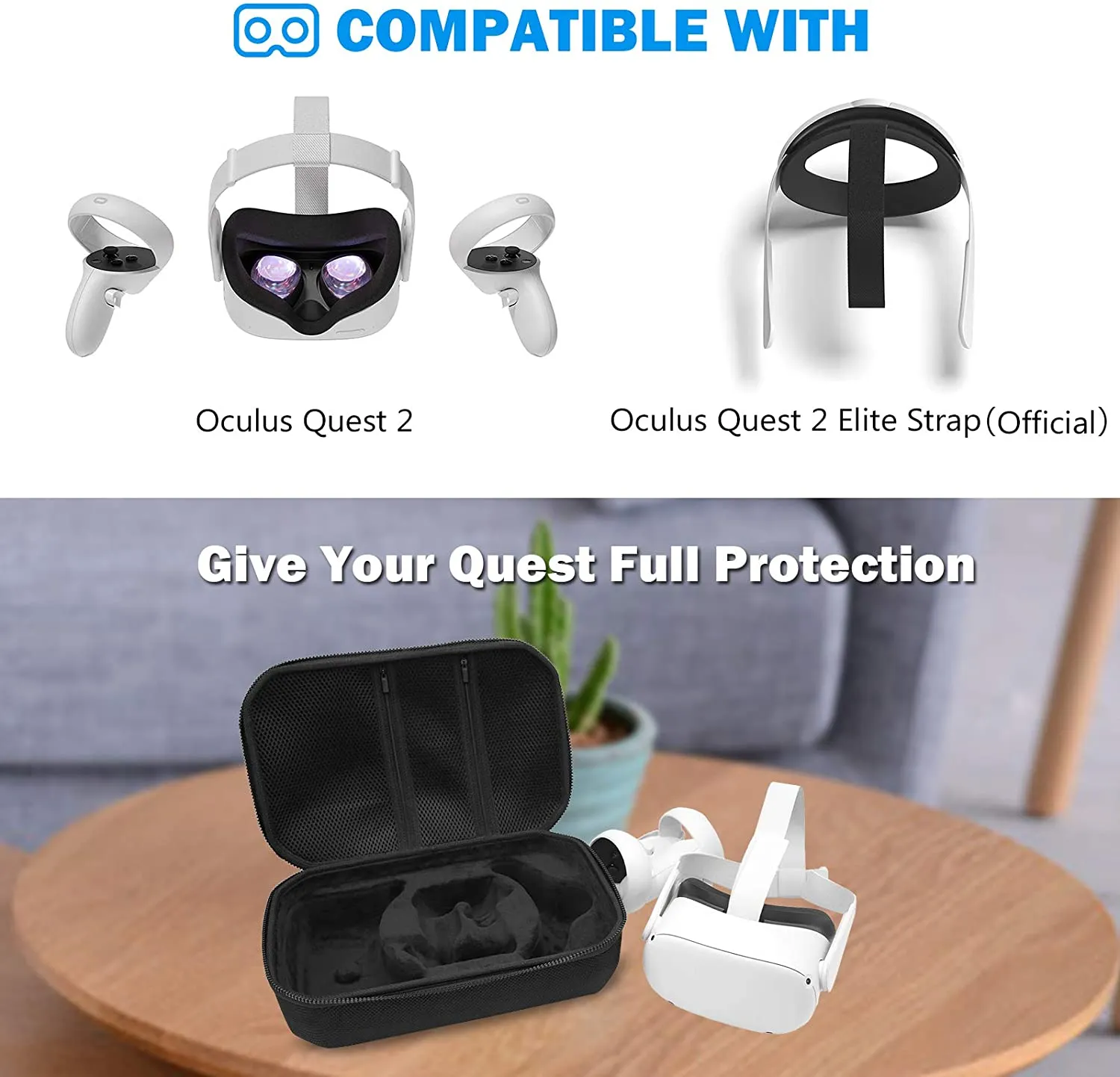 Oculus Quest 2 VR Gaming Headset Hard Travel Case | ProCase