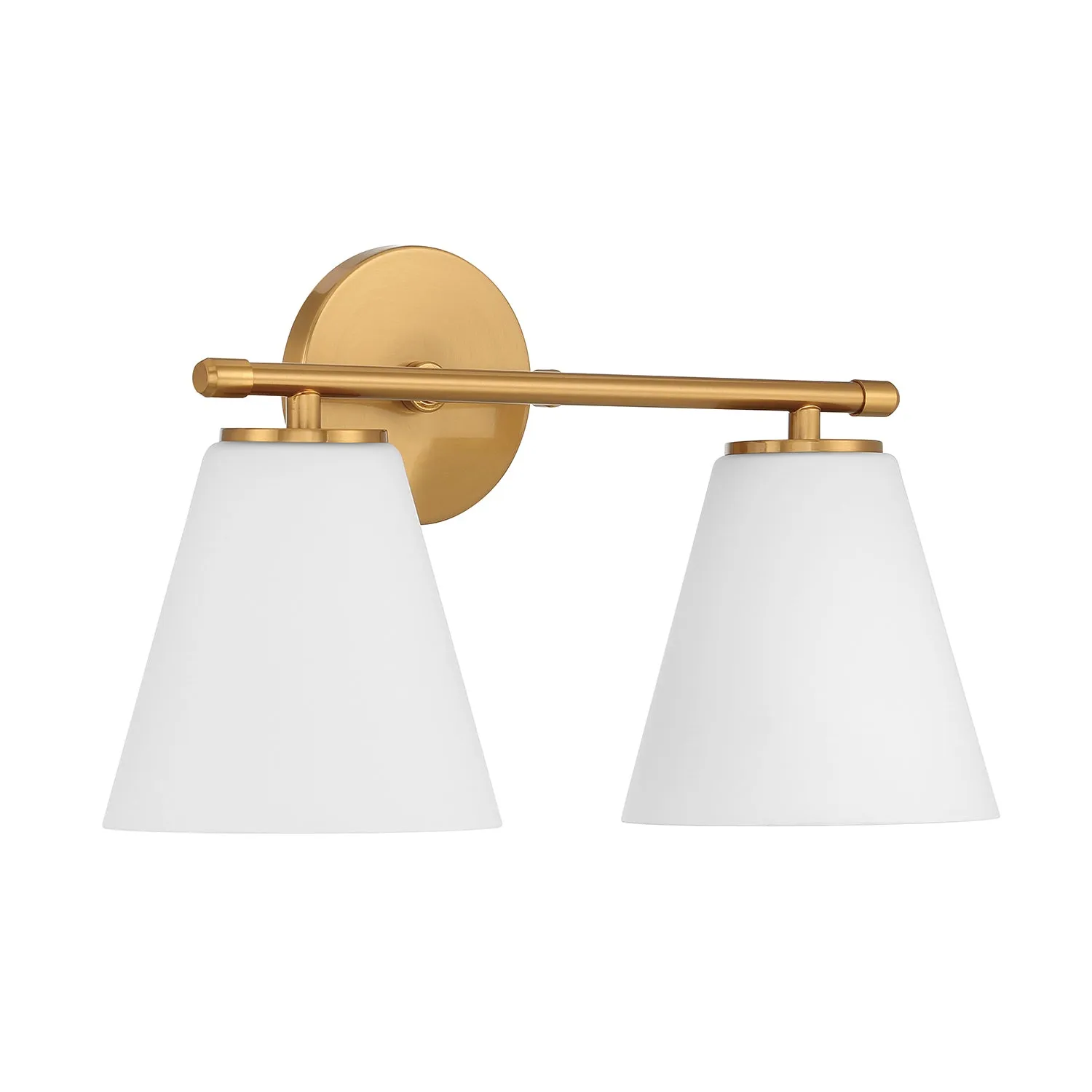 Open Box Carlisle 2 Light Vanity Wall Light, Brushed Brass with Opal Glass