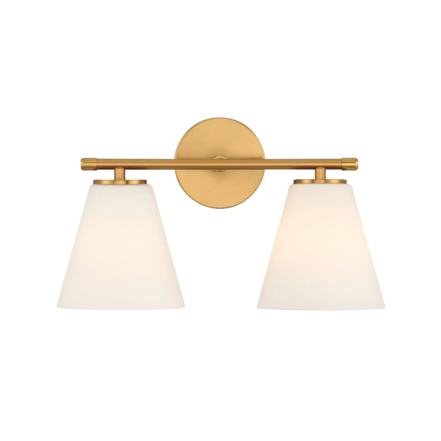 Open Box Carlisle 2 Light Vanity Wall Light, Brushed Brass with Opal Glass