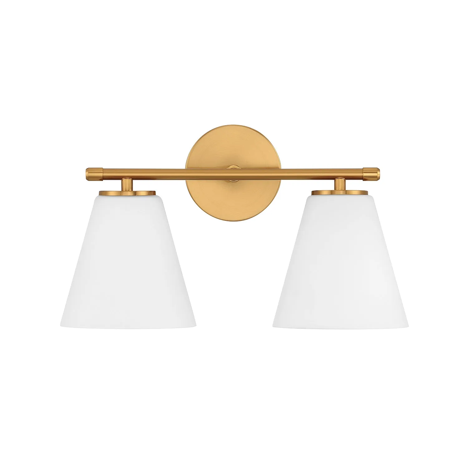 Open Box Carlisle 2 Light Vanity Wall Light, Brushed Brass with Opal Glass