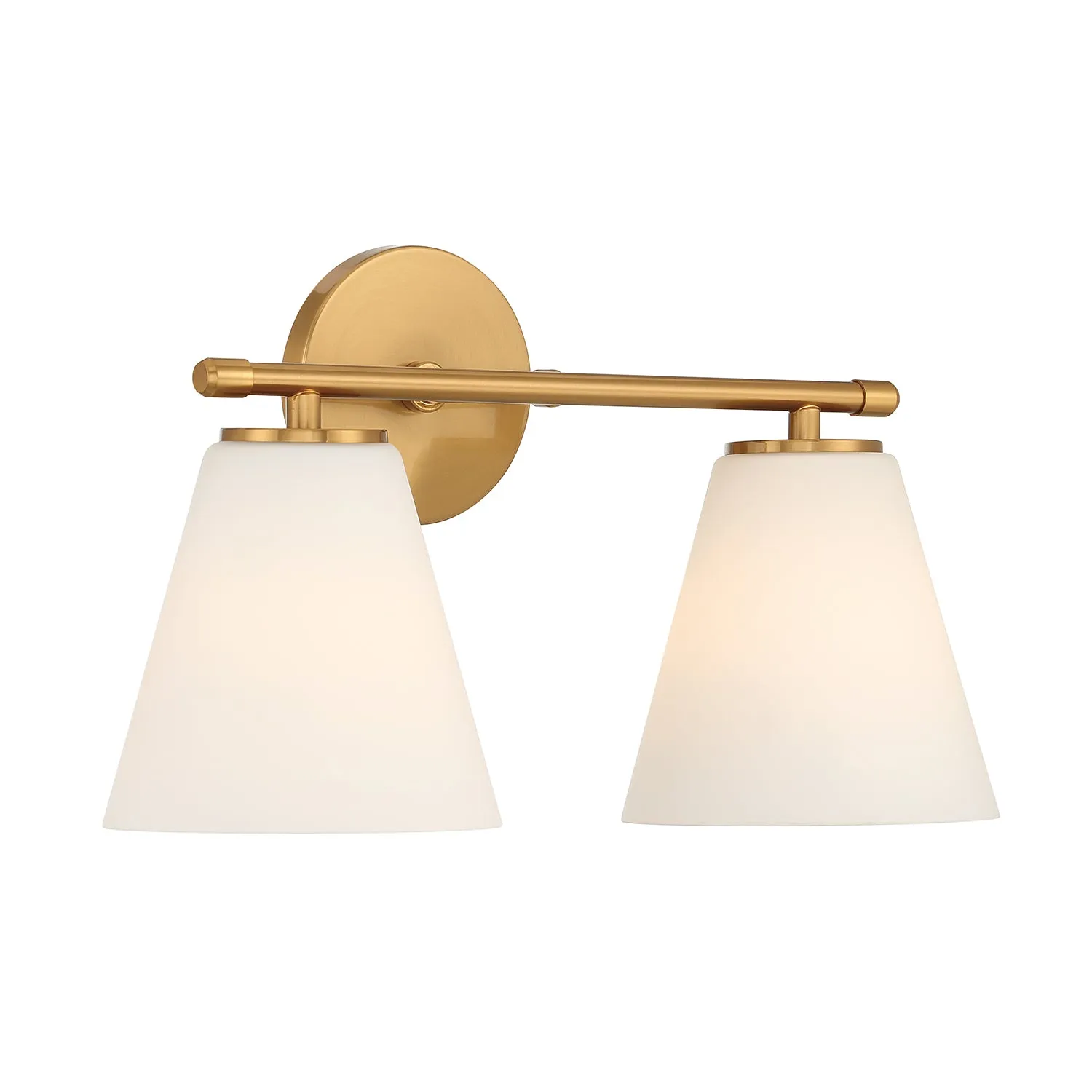 Open Box Carlisle 2 Light Vanity Wall Light, Brushed Brass with Opal Glass