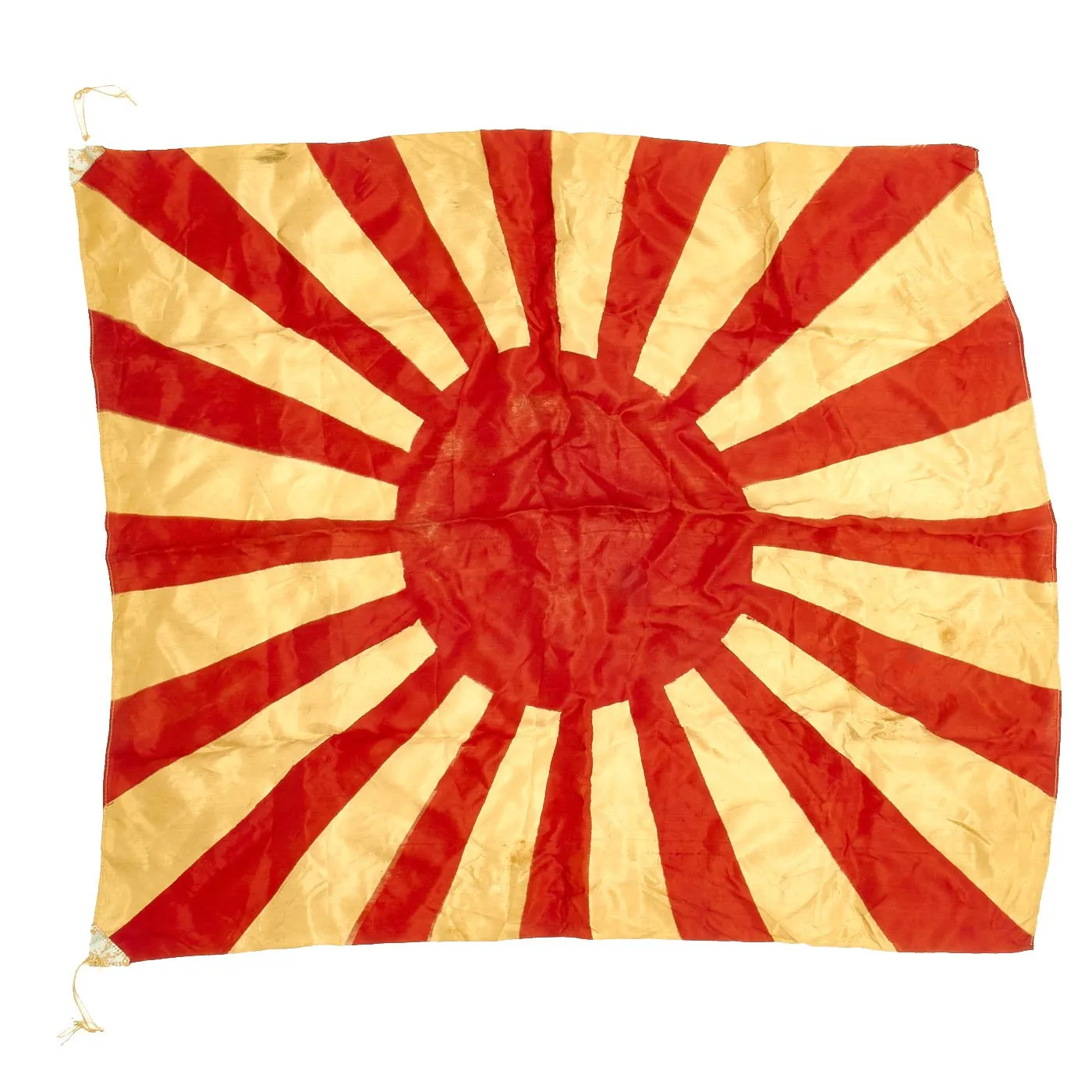 Original WWII Japanese Flag Set in Case with Pole Top: 27" x 31" Rising Sun Flag & 27" x 35" National Flag