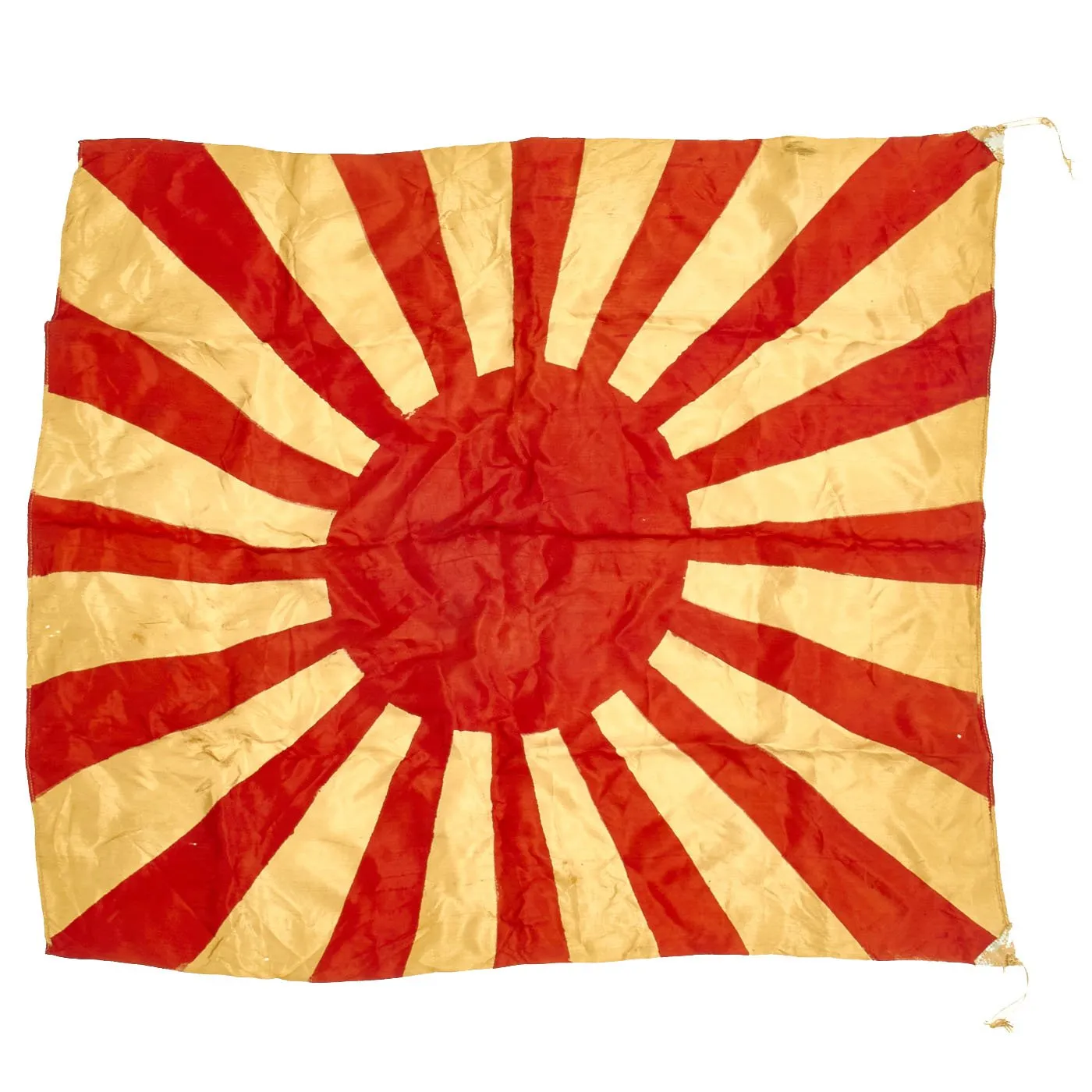 Original WWII Japanese Flag Set in Case with Pole Top: 27" x 31" Rising Sun Flag & 27" x 35" National Flag