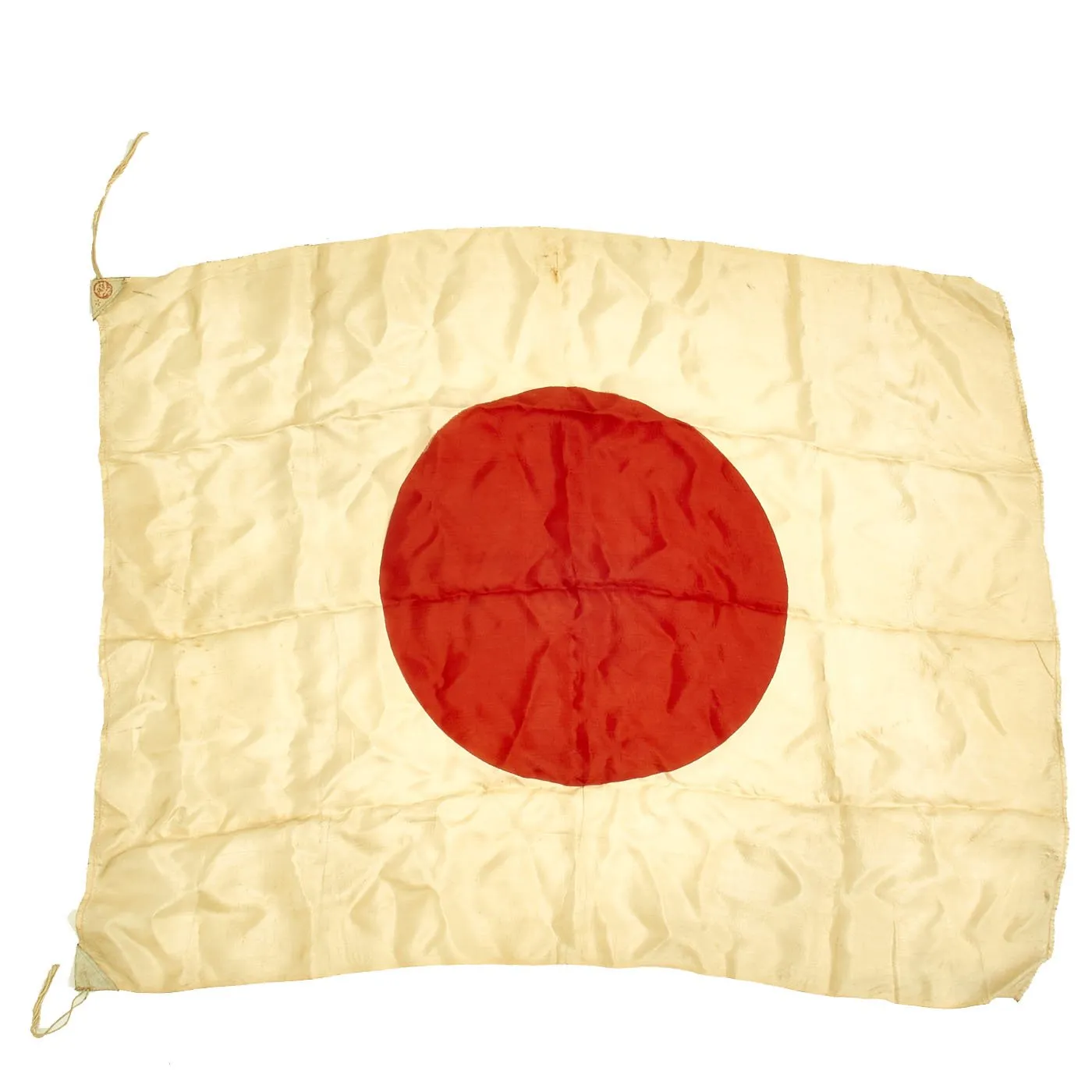 Original WWII Japanese Flag Set in Case with Pole Top: 27" x 31" Rising Sun Flag & 27" x 35" National Flag