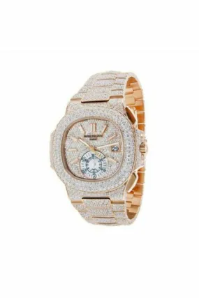 patek philippe nautilus diamond pave 18k rose gold men's watch ref. 5980/1r-001