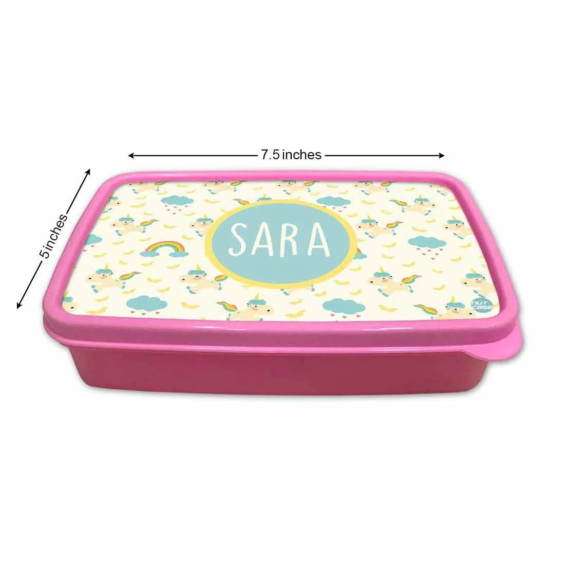 Personalized Tiffin Box for Kids Plastic Girls Add Your Name - Unicorn & Cloud