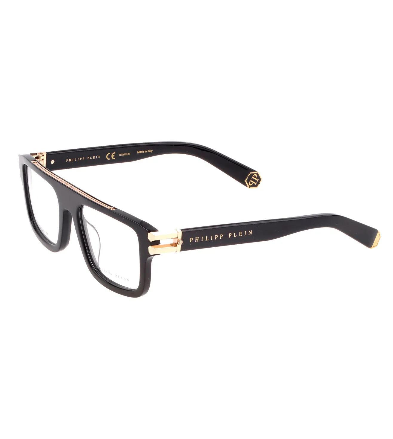 Philipp Plein Men's Shiny Black Square Optical Frame