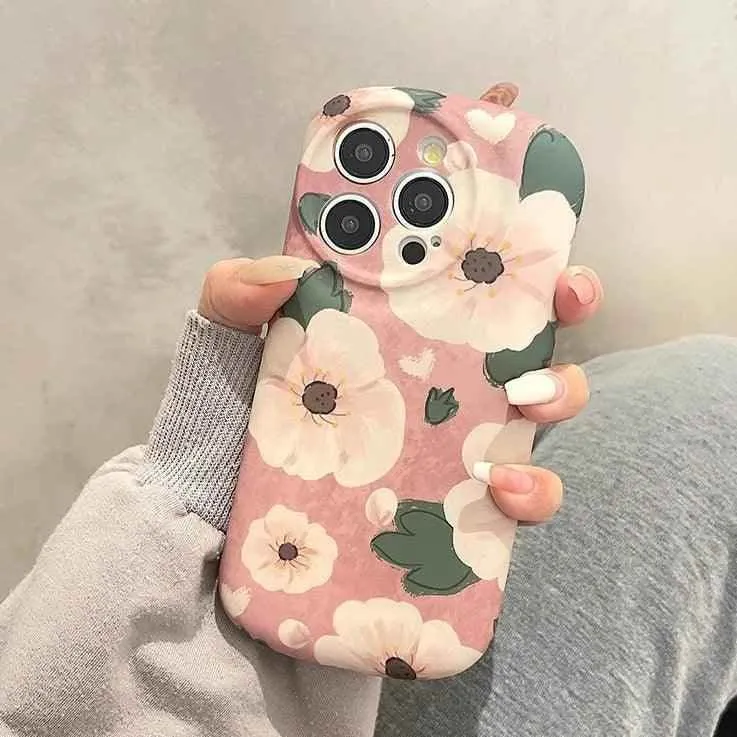 Pink Flowers - Soft Cute Phone Case KCPC For iPhone 15 Pro Max, 14, 13, 11, or 12