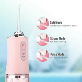 Pink Hand-held Electric 3-speed Water Jet Dental Floss Set