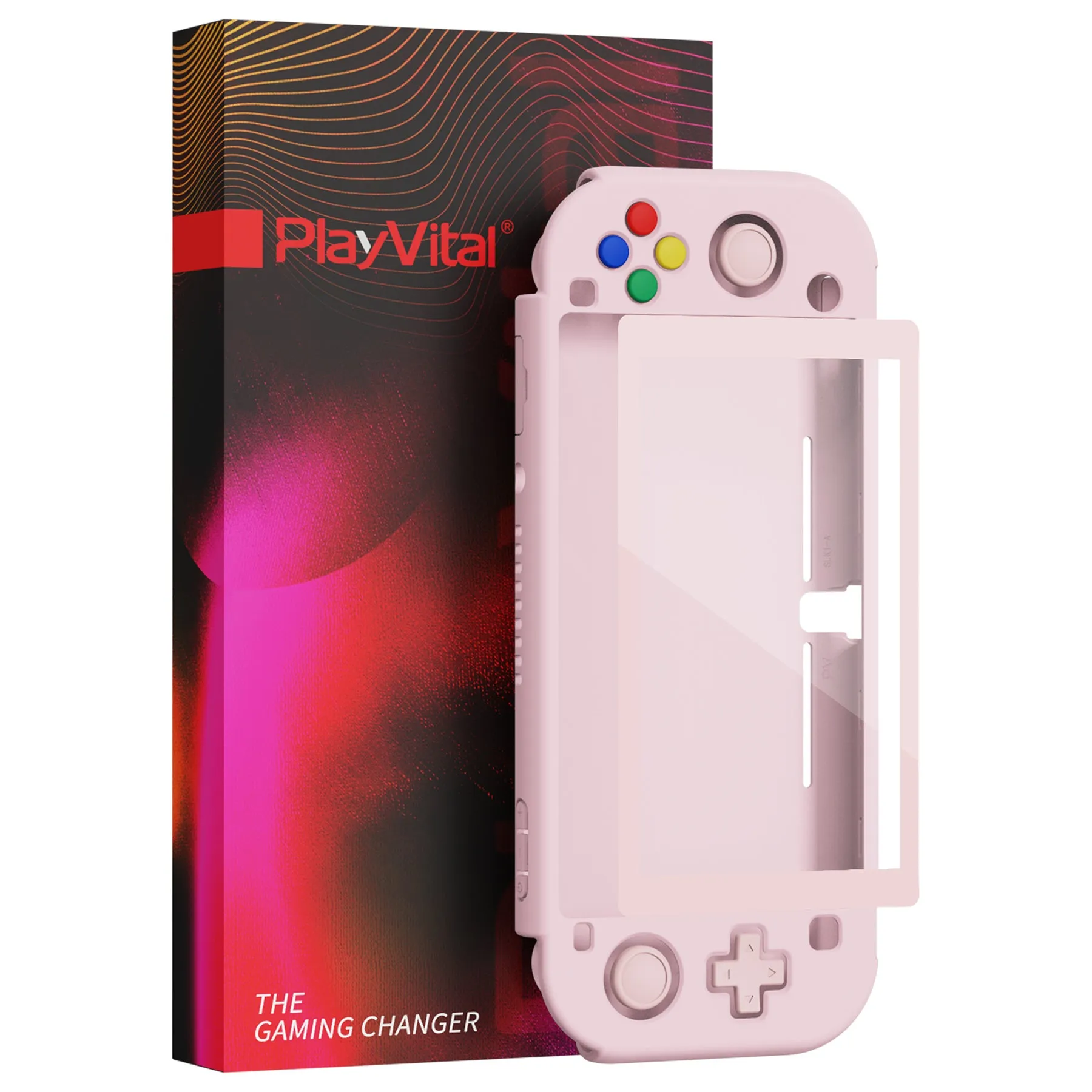 PlayVital Cherry Blossoms Pink Customized Protective Grip Case for Nintendo Switch Lite, Hard Cover Protector for Nintendo Switch Lite - 1 x White Border Tempered Glass Screen Protector Included - YYNLP005