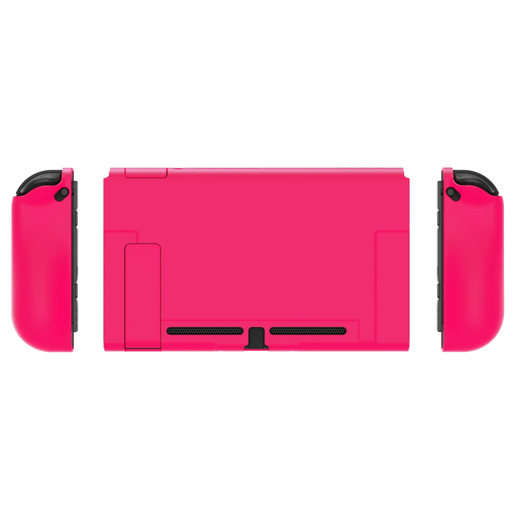 PlayVital UPGRADED Glossy Dockable Case Grip Cover for NS Switch, Ergonomic Protective Case for NS Switch, Separable Protector Hard Shell for Joycon - Bright Pink - ANSP3011