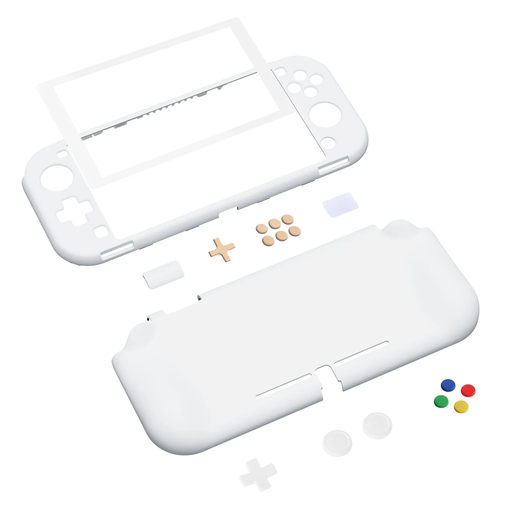 PlayVital ZealProtect Protective Case for Nintendo Switch Lite, Hard Shell Ergonomic Grip Cover for Nintendo Switch Lite with Screen Protector & Thumb Grip Caps & Button Caps - White - PSLYP3019