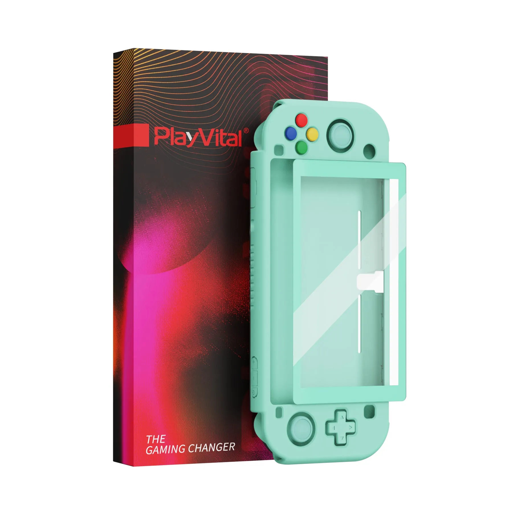 PlayVital ZealProtect Protective Case for Nintendo Switch Lite, Hard Shell Ergonomic Grip Cover for Nintendo Switch Lite w/Screen Protector & Thumb Grip Caps & Button Caps - Misty Green - PSLYP3005