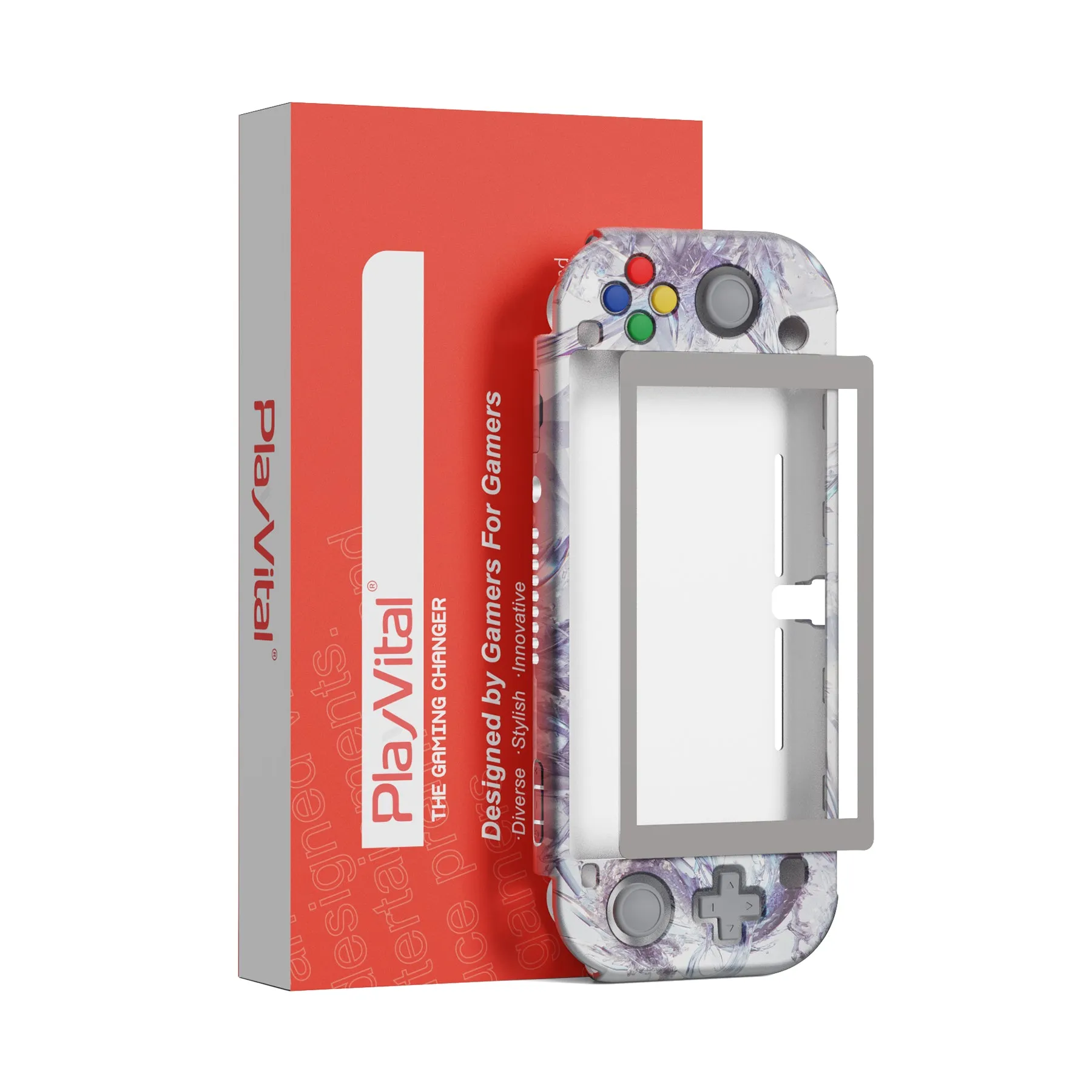 PlayVital ZealProtect Protective Case for Nintendo Switch Lite, Hard Shell Ergonomic Grip Cover for Switch Lite w/Screen Protector & Thumb Grip Caps & Button Caps - Crystal Dragon - PSLYR013