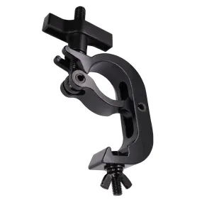 ProX T-C5H-BLK Aluminum Pro Slim Hook Style M10 Clamp with Big Wing Knob for 2" Truss Tube Capacity 330 Lbs. Black Finish