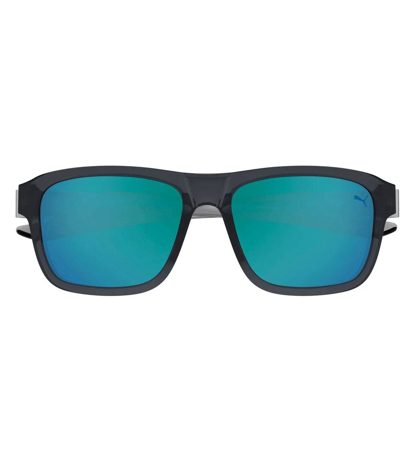 Puma Men's Blue Mirrored Polarized Rectangular Sunglasses