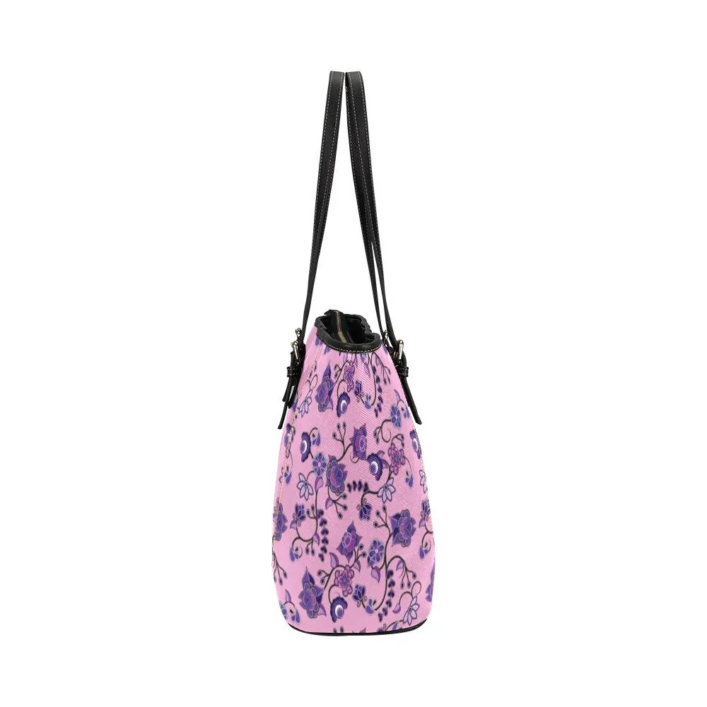 Purple Floral Amour Leather Tote Bag/Large