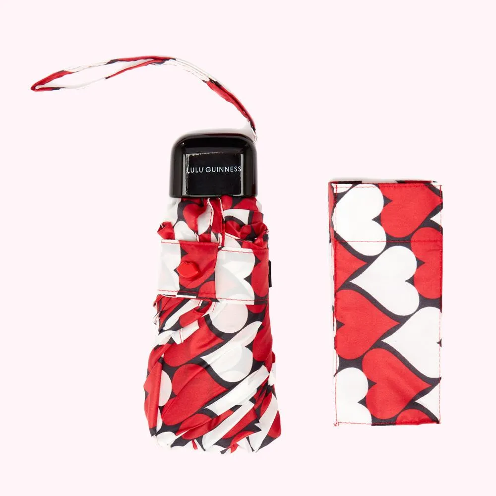 RED AND BLACK KISSING HEARTS UMBRELLA