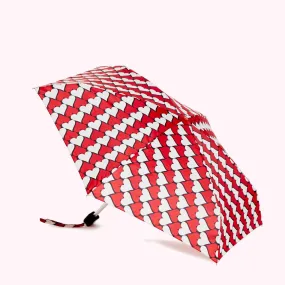 RED AND BLACK KISSING HEARTS UMBRELLA