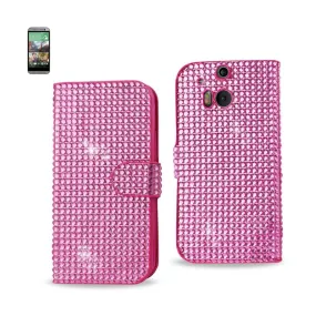 Reiko Diamond Flip Case HTC One M8 Pink