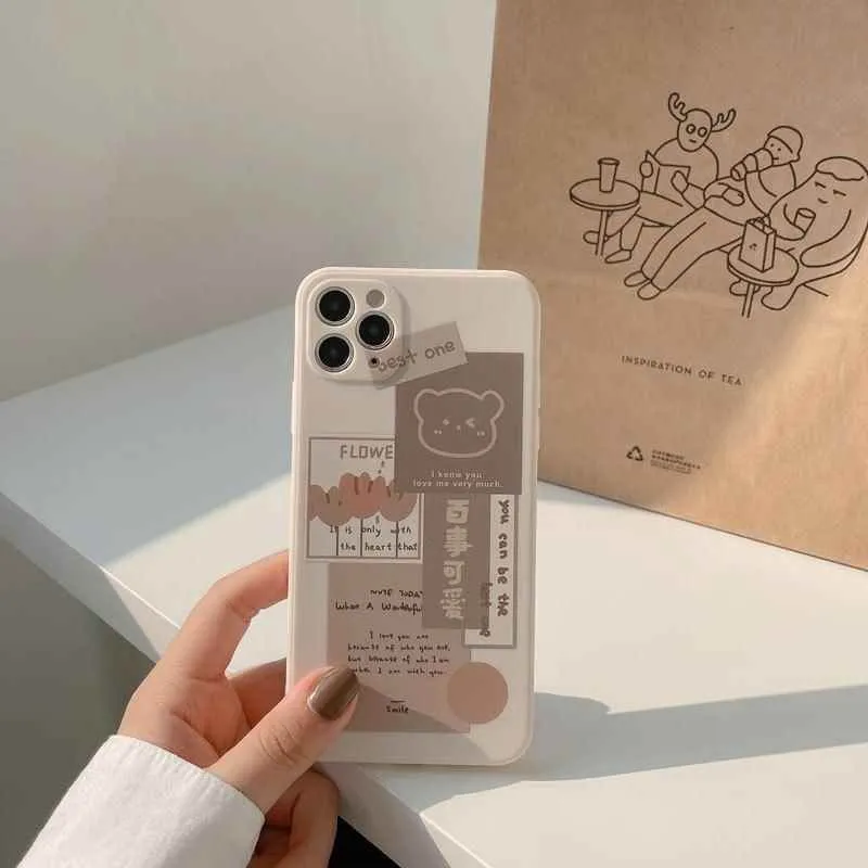 Retro Sweet Bear Cute Phone Cases For iPhone 14 13 12 11 Pro Max Xr Xs Max 7 8 Plus x 12 mini 7Plus