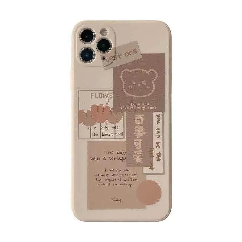 Retro Sweet Bear Cute Phone Cases For iPhone 14 13 12 11 Pro Max Xr Xs Max 7 8 Plus x 12 mini 7Plus