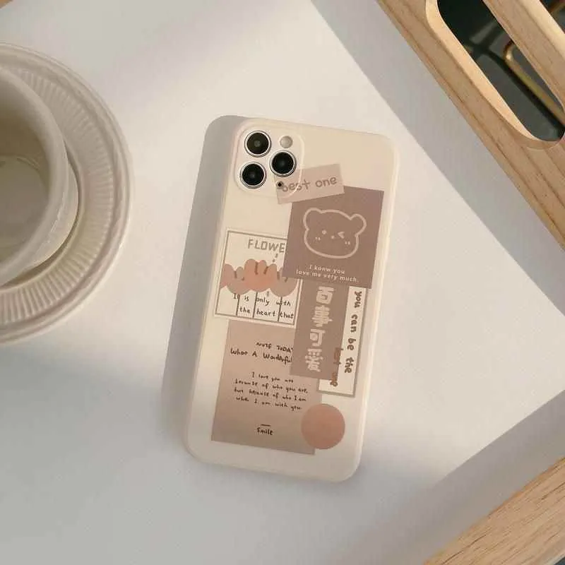 Retro Sweet Bear Cute Phone Cases For iPhone 14 13 12 11 Pro Max Xr Xs Max 7 8 Plus x 12 mini 7Plus