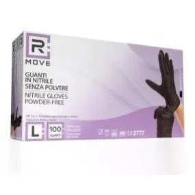 RMove 1Conf. da 100pz Tg. L - Guanti Nitrile Nero uso Medico Senza Polvere