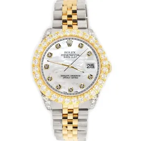 Rolex Datejust 31mm 2-Tone Watch 4.4ct Diamond White MOP Dial/Bezel/Case/Lugs TFJ-142508080